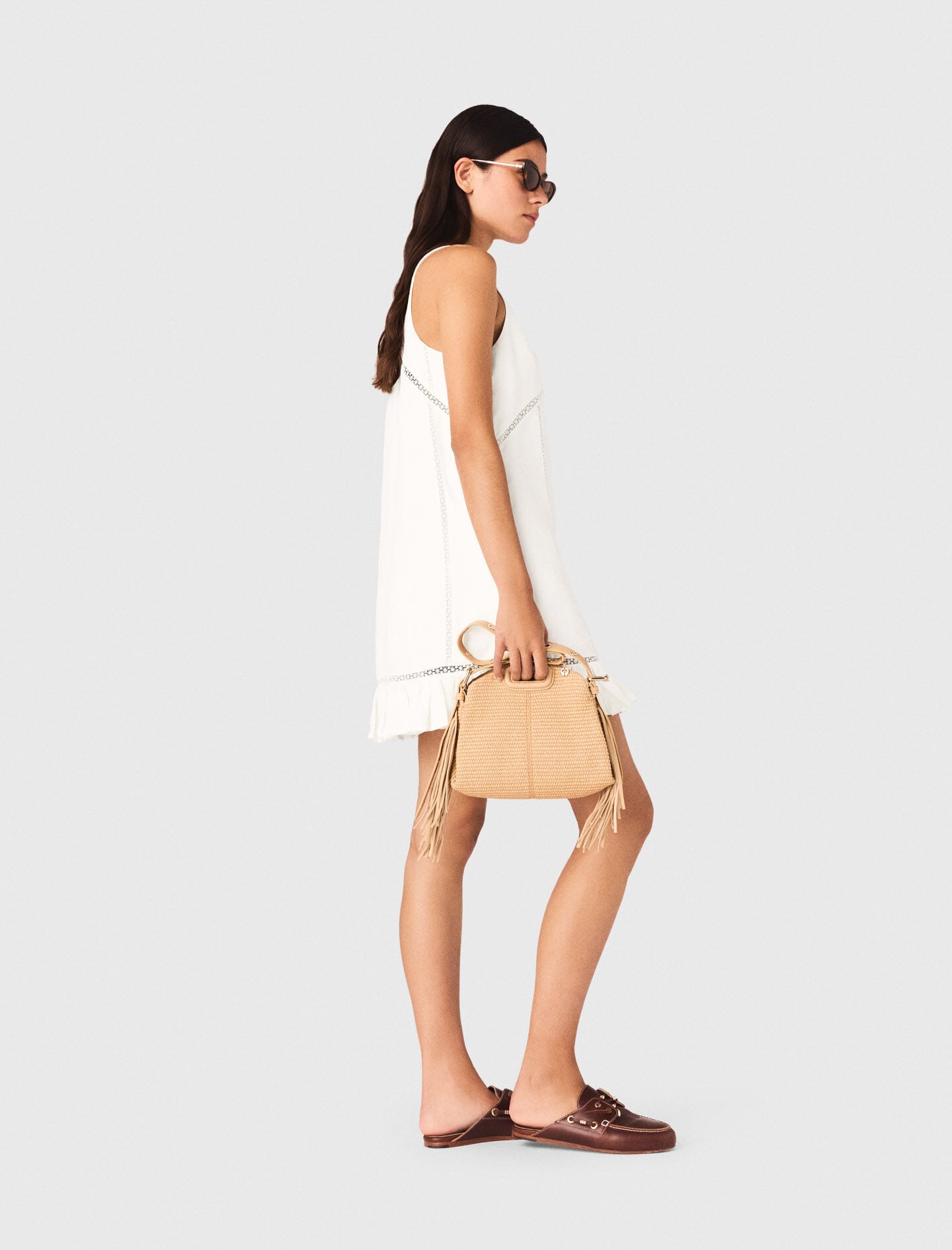 Maje Online / Embroidered linen-blend dress