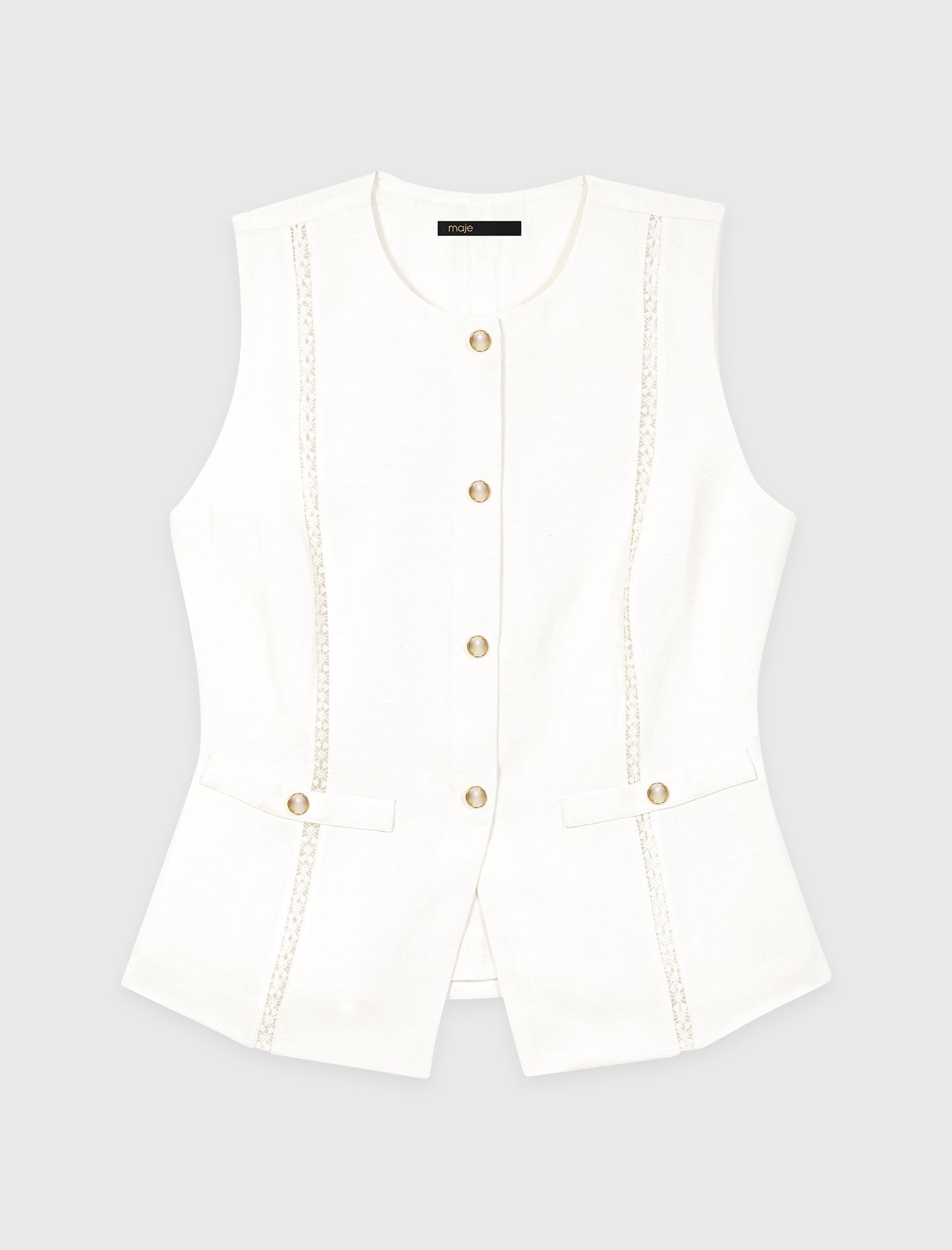 Maje Sale / Embroidered linen-blend jacket