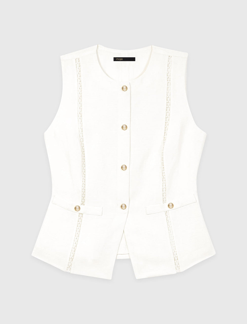 Maje Sale / Embroidered linen-blend jacket