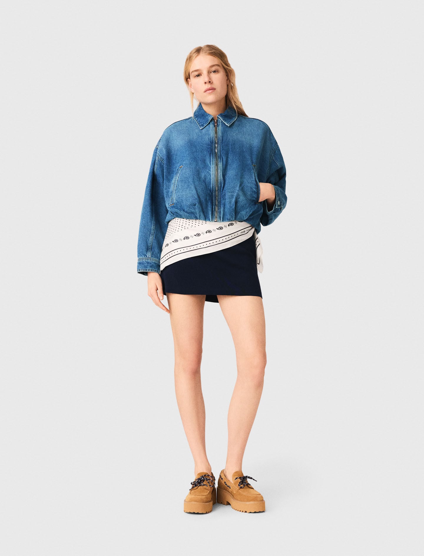 Maje Sale / Denim bomber jacket