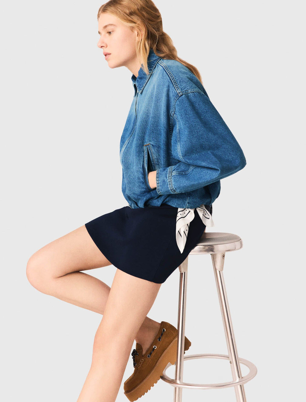Maje Sale / Denim bomber jacket