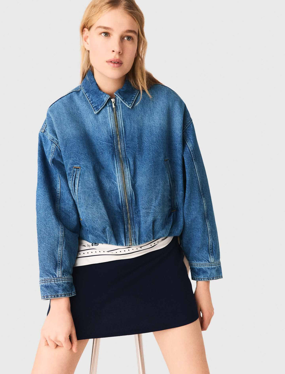 Maje Sale / Denim bomber jacket