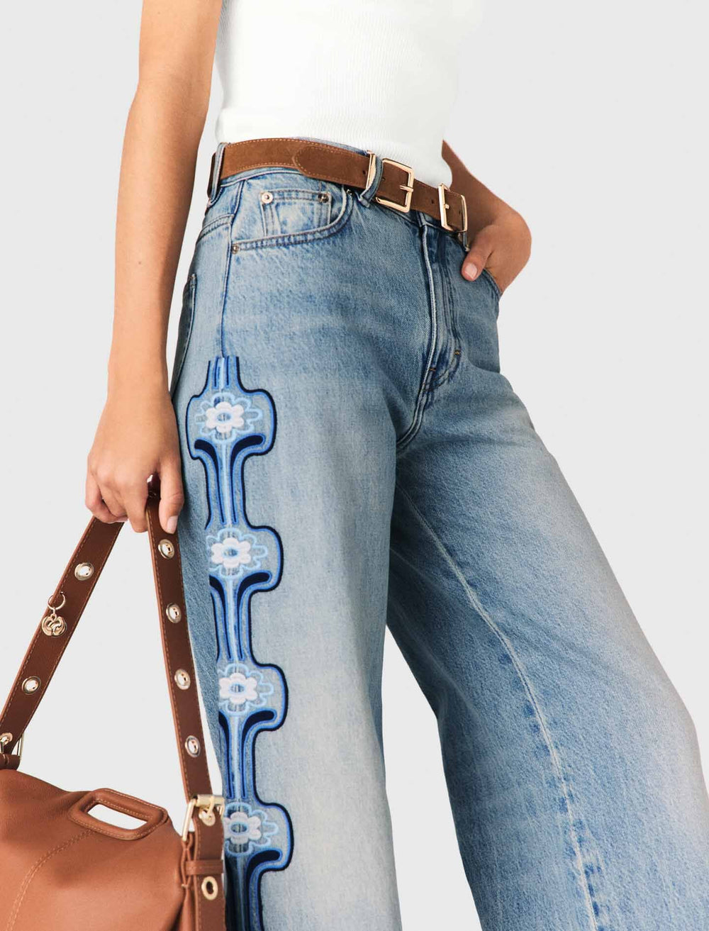 Maje On Sale / Floral embroidered wide-leg jeans