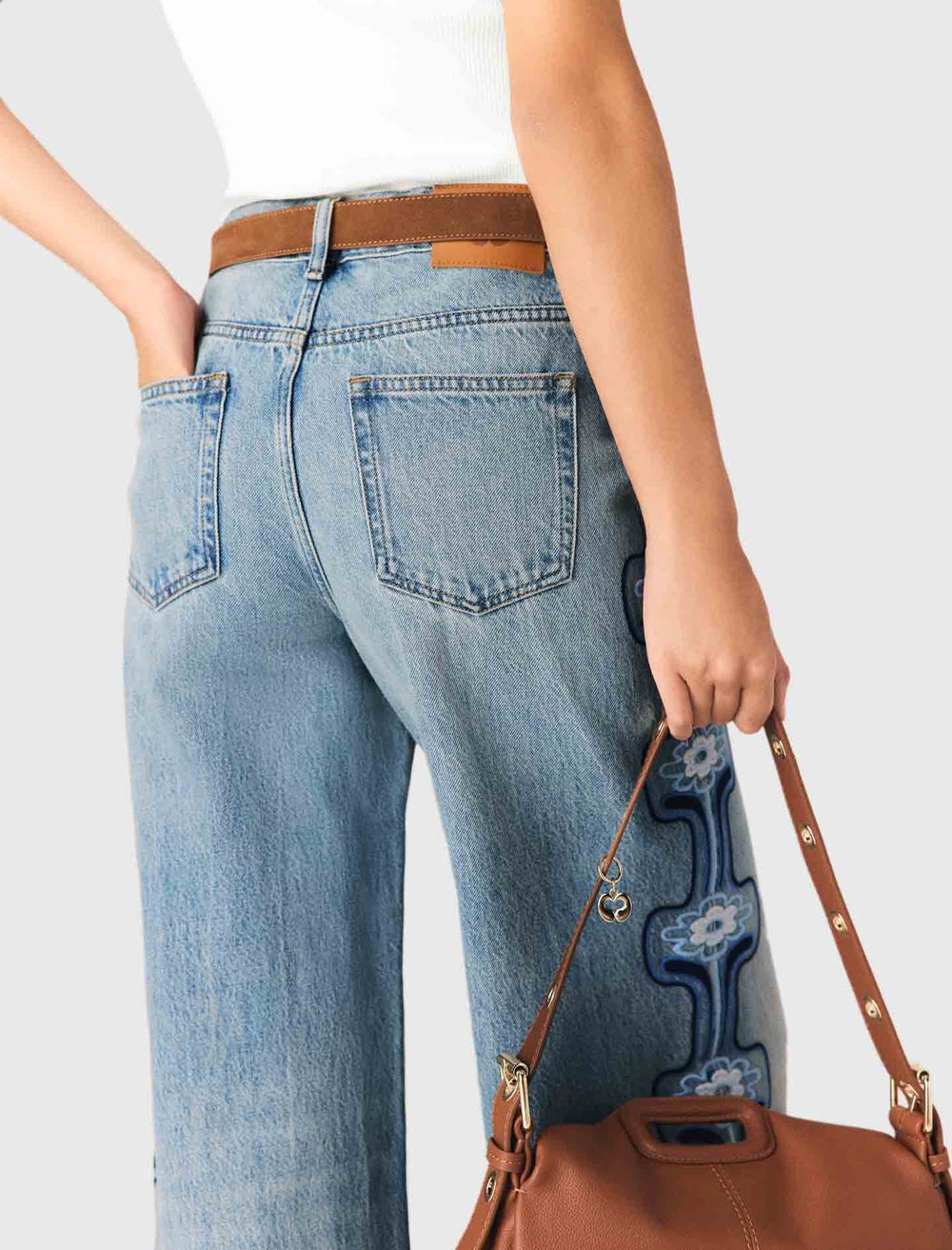 Maje On Sale / Floral embroidered wide-leg jeans