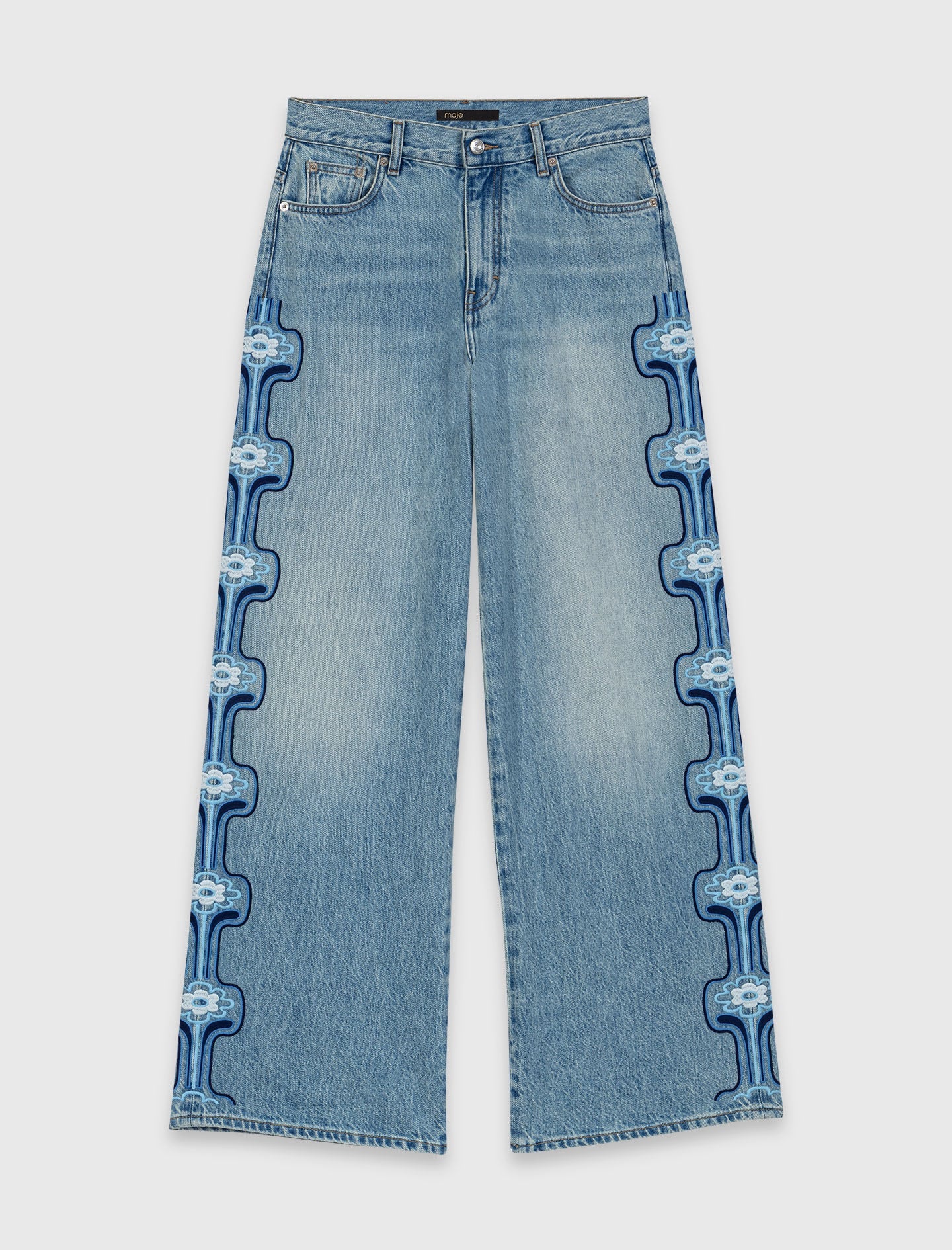 Maje On Sale / Floral embroidered wide-leg jeans
