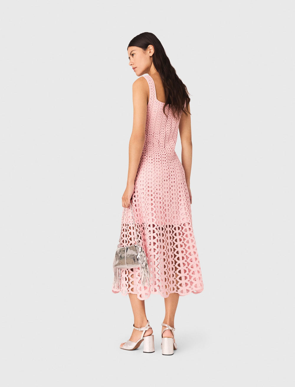 Maje Outlet / Rhinestone crochet midi dress