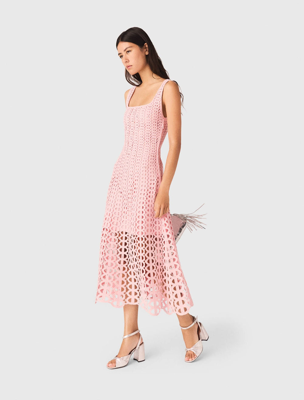Maje Outlet / Rhinestone crochet midi dress