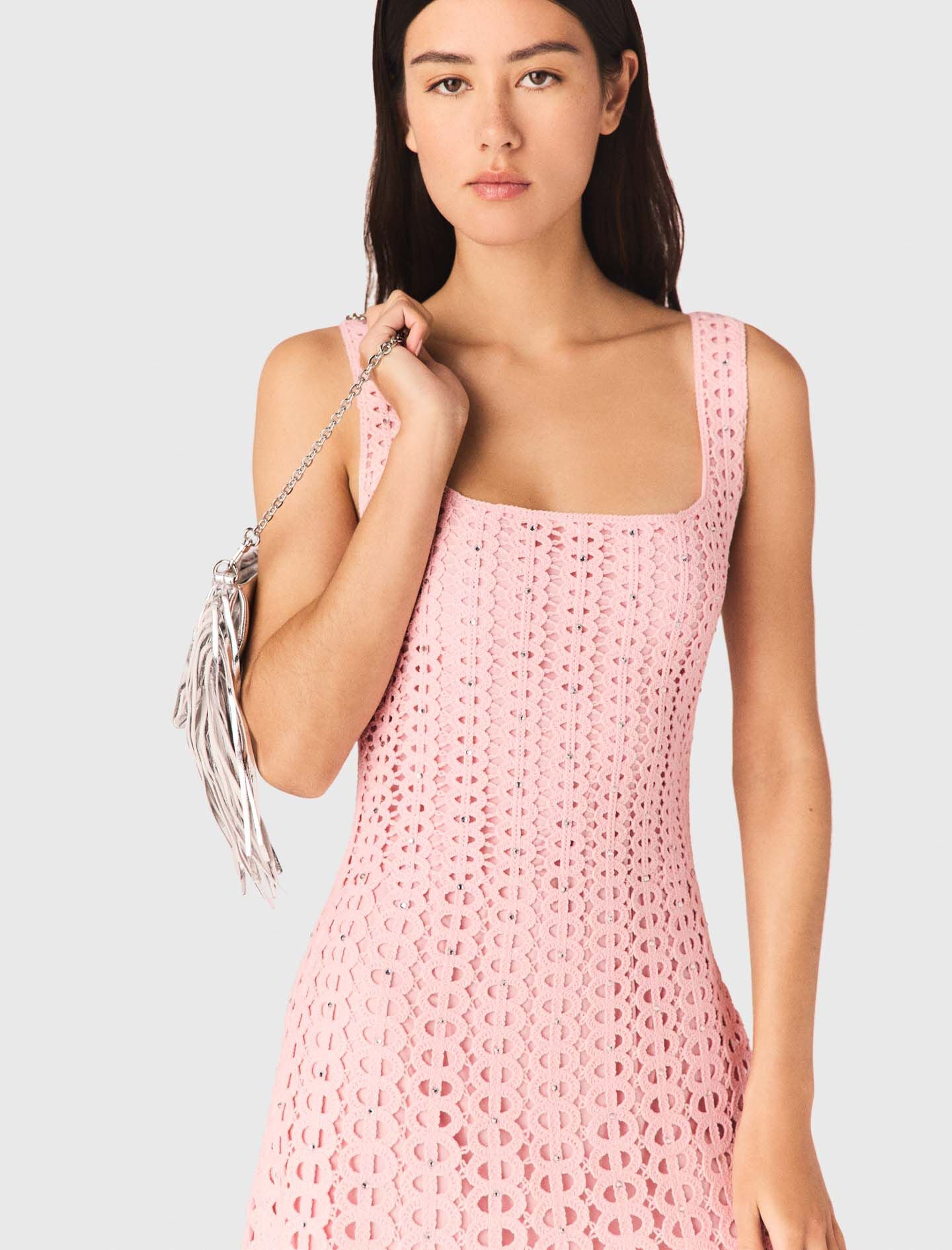 Maje Outlet / Rhinestone crochet midi dress