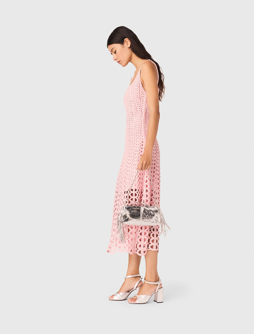 Maje Outlet / Rhinestone crochet midi dress