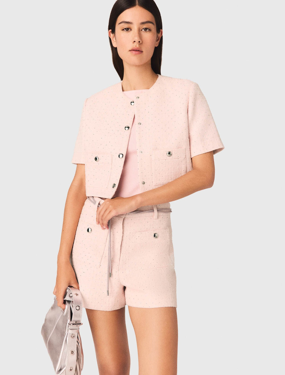 Maje Outlet / Short-sleeved tweed jacket