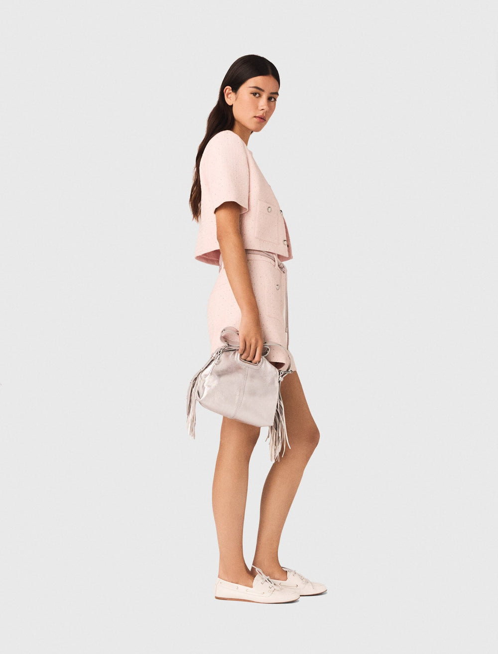 Maje Outlet / Short-sleeved tweed jacket