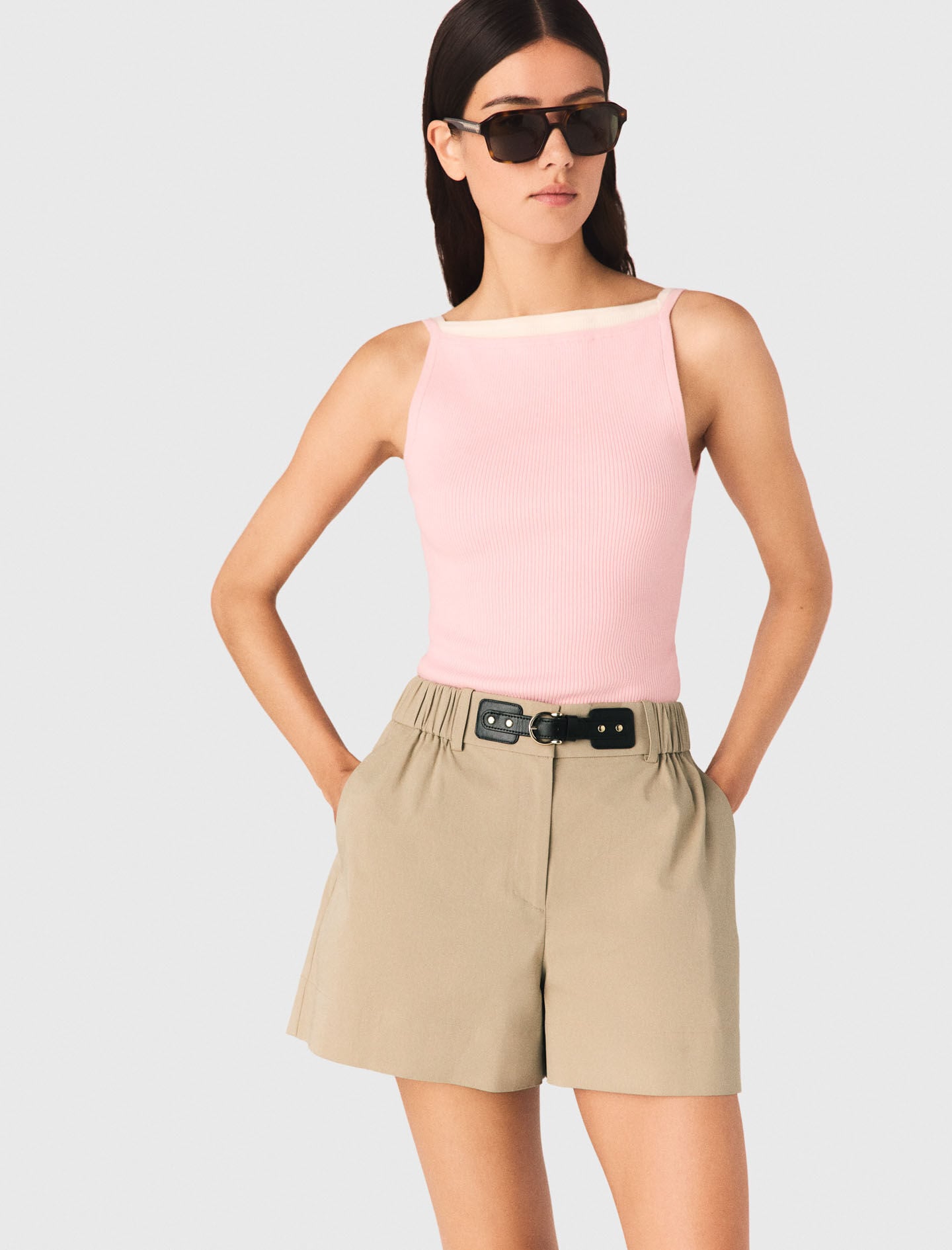 Maje New / High straight-neck top
