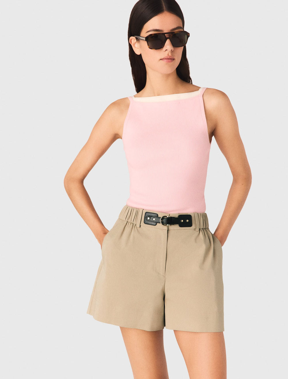 Maje New / High straight-neck top
