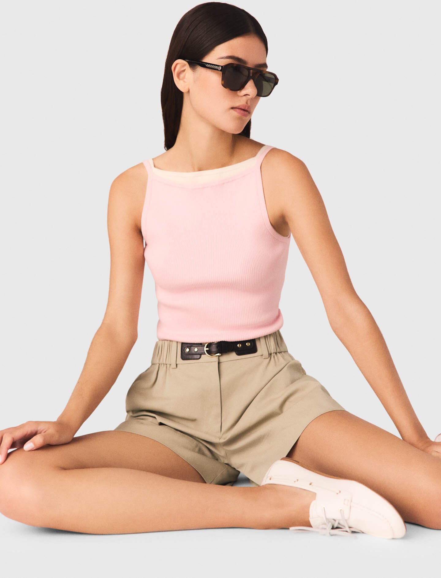 Maje New / High straight-neck top