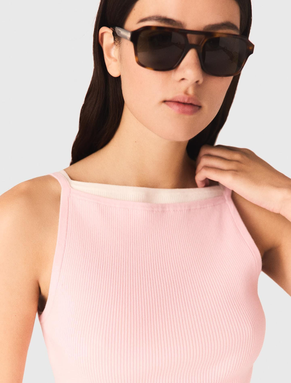 Maje New / High straight-neck top