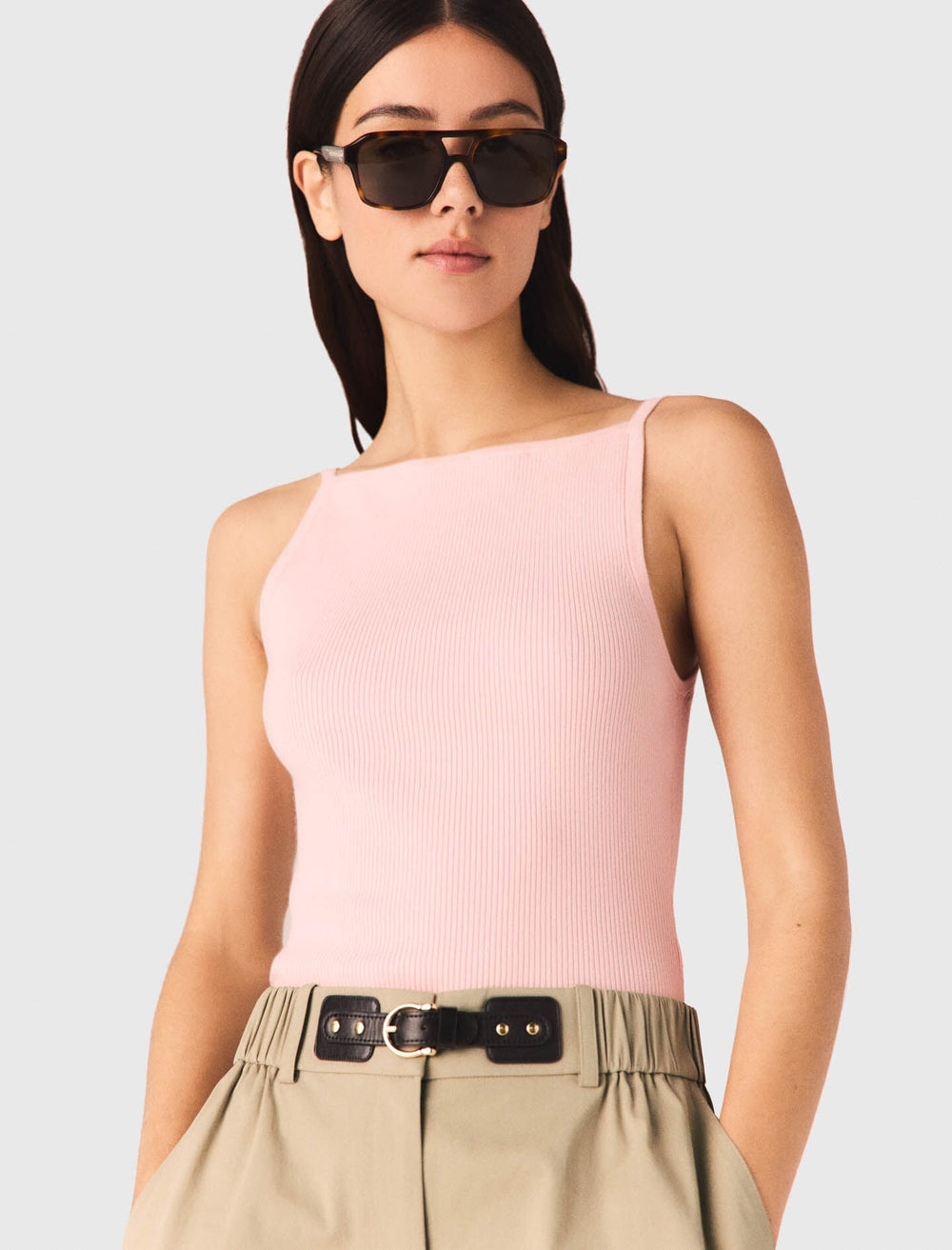 Maje New / High straight-neck top