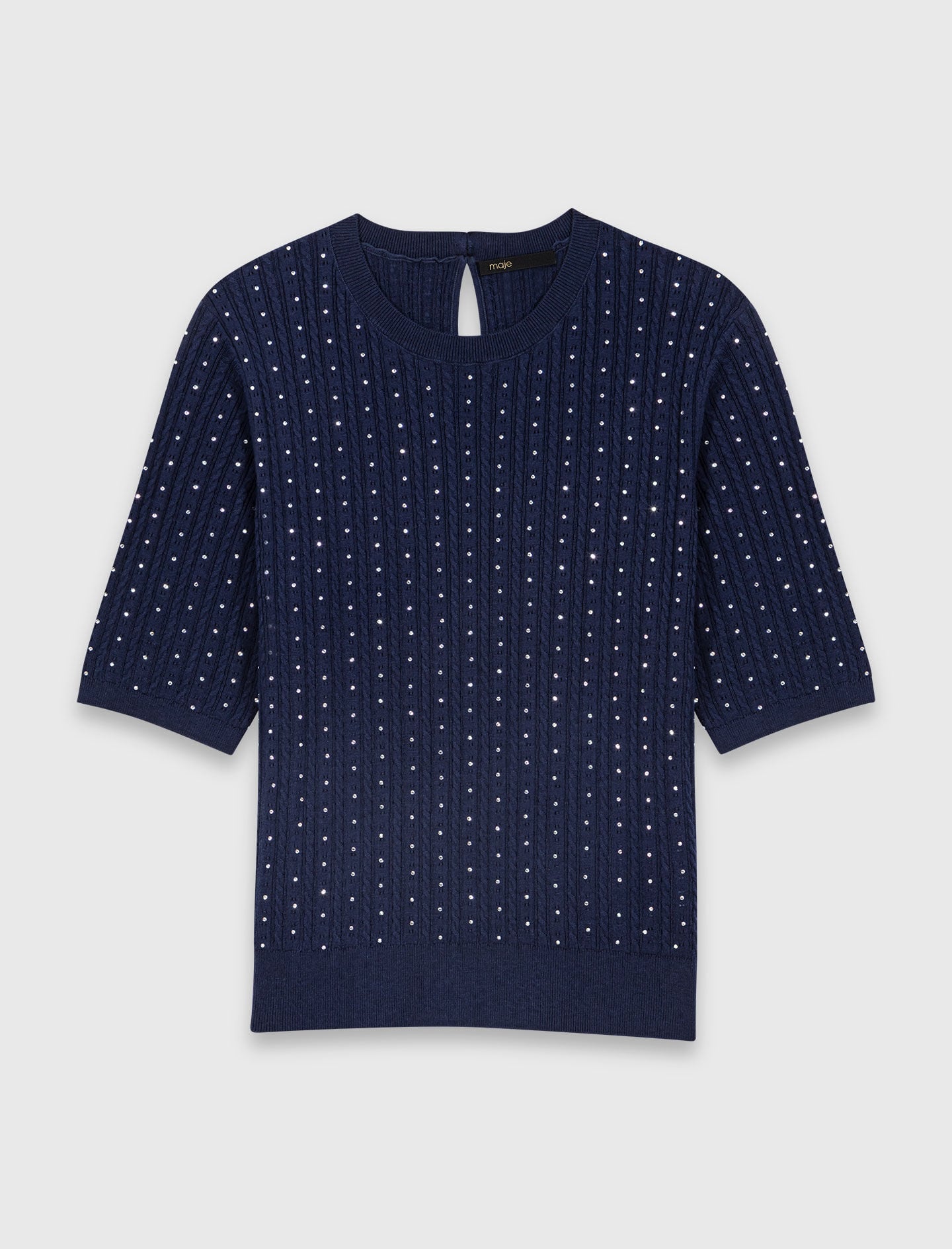 Maje Discount / Round-neck rhinestone sweater