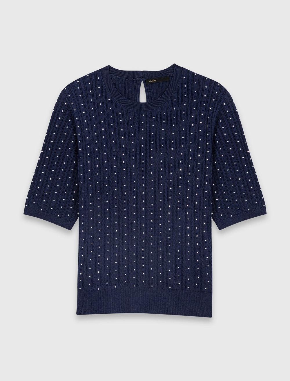 Maje Discount / Round-neck rhinestone sweater