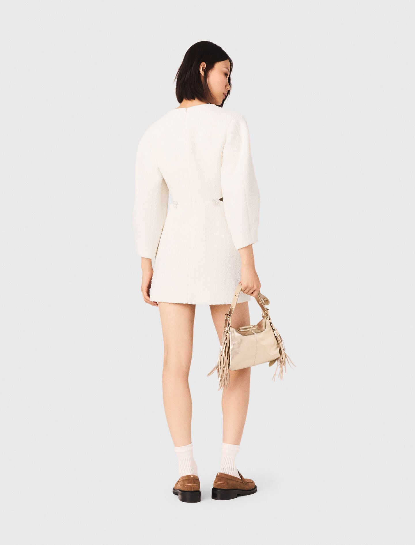 Maje Sale / Short balloon-sleeve tweed dress
