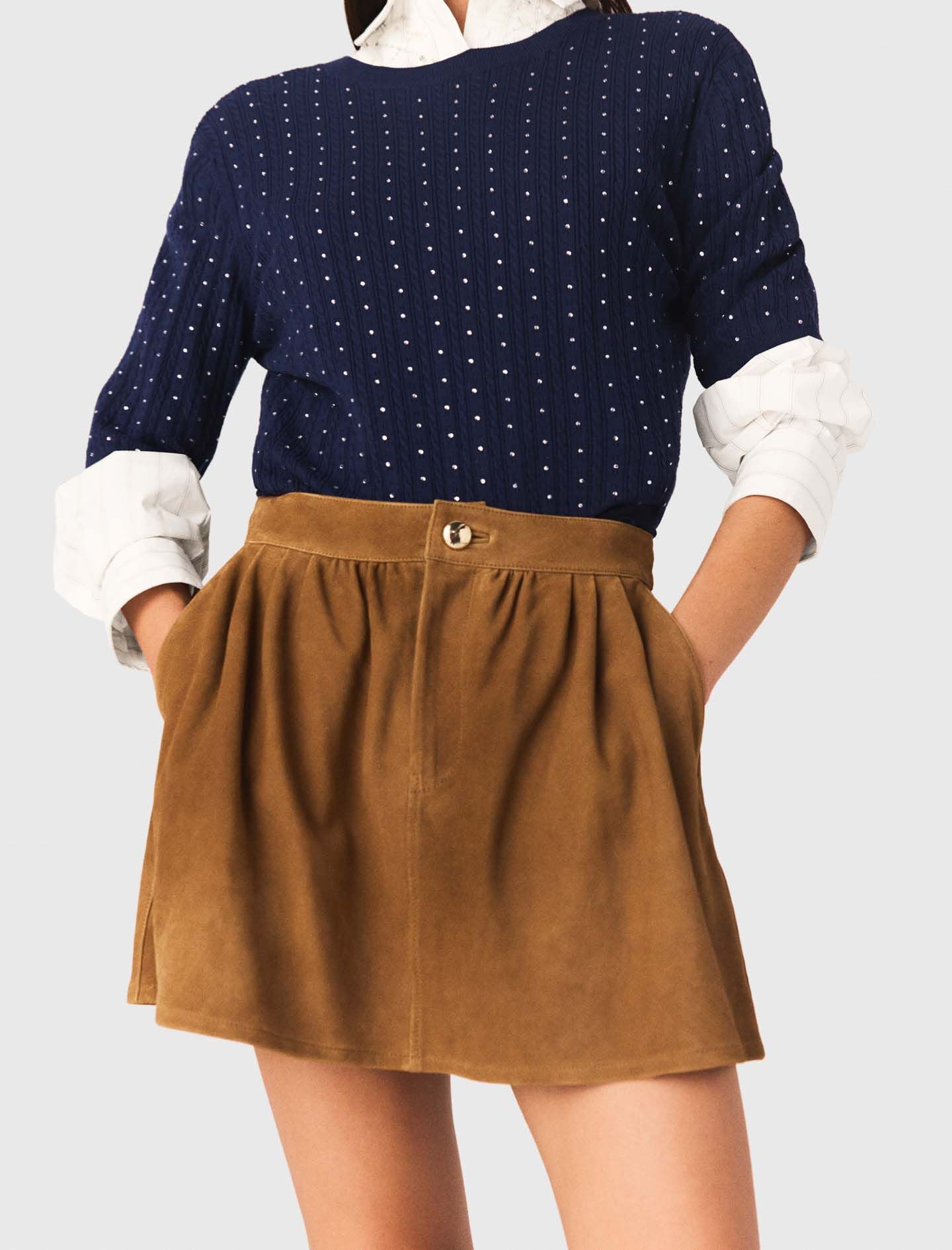 Maje Discount / Short suede skirt