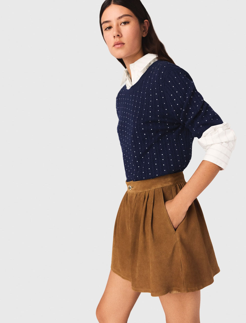 Maje Discount / Short suede skirt