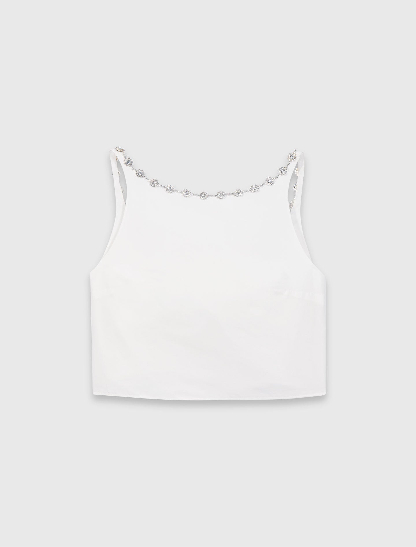 Maje Online / Jewelled collar taffeta crop top