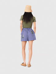 Maje On Sale / Embroidered striped cotton shorts