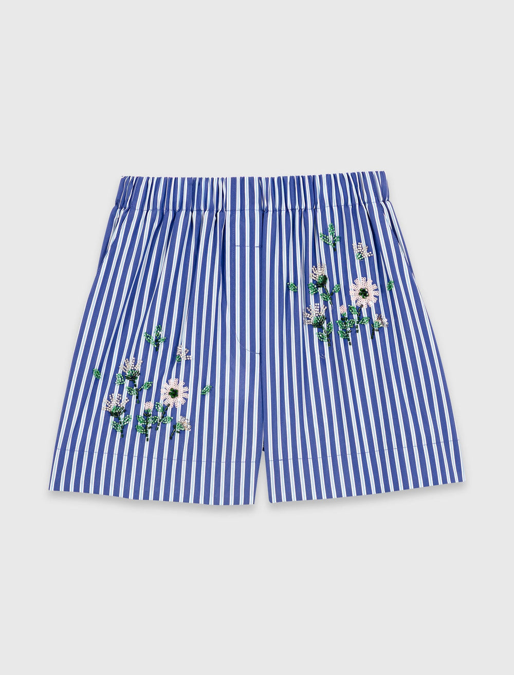 Maje On Sale / Embroidered striped cotton shorts