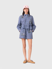 Maje Outlet / Cropped embroidered striped shirt