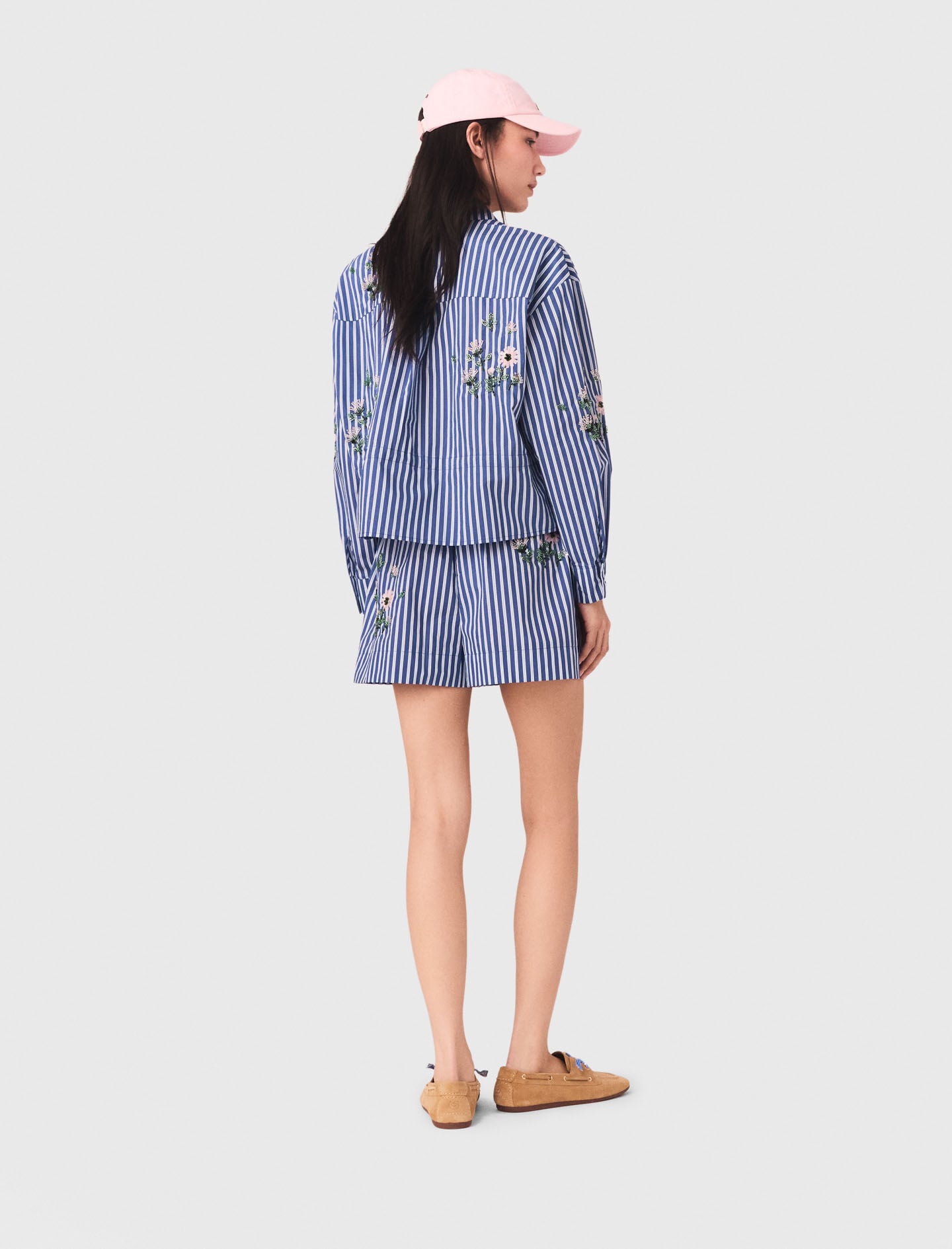 Maje Outlet / Cropped embroidered striped shirt