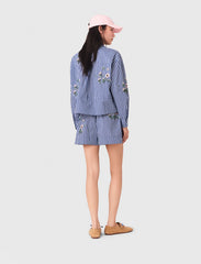 Maje Outlet / Cropped embroidered striped shirt