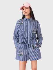 Maje Outlet / Cropped embroidered striped shirt