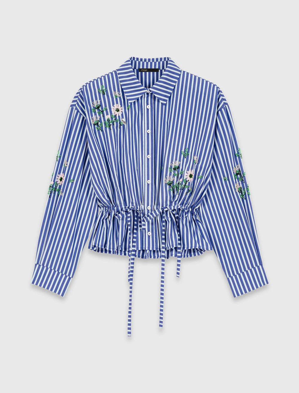 Maje Outlet / Cropped embroidered striped shirt