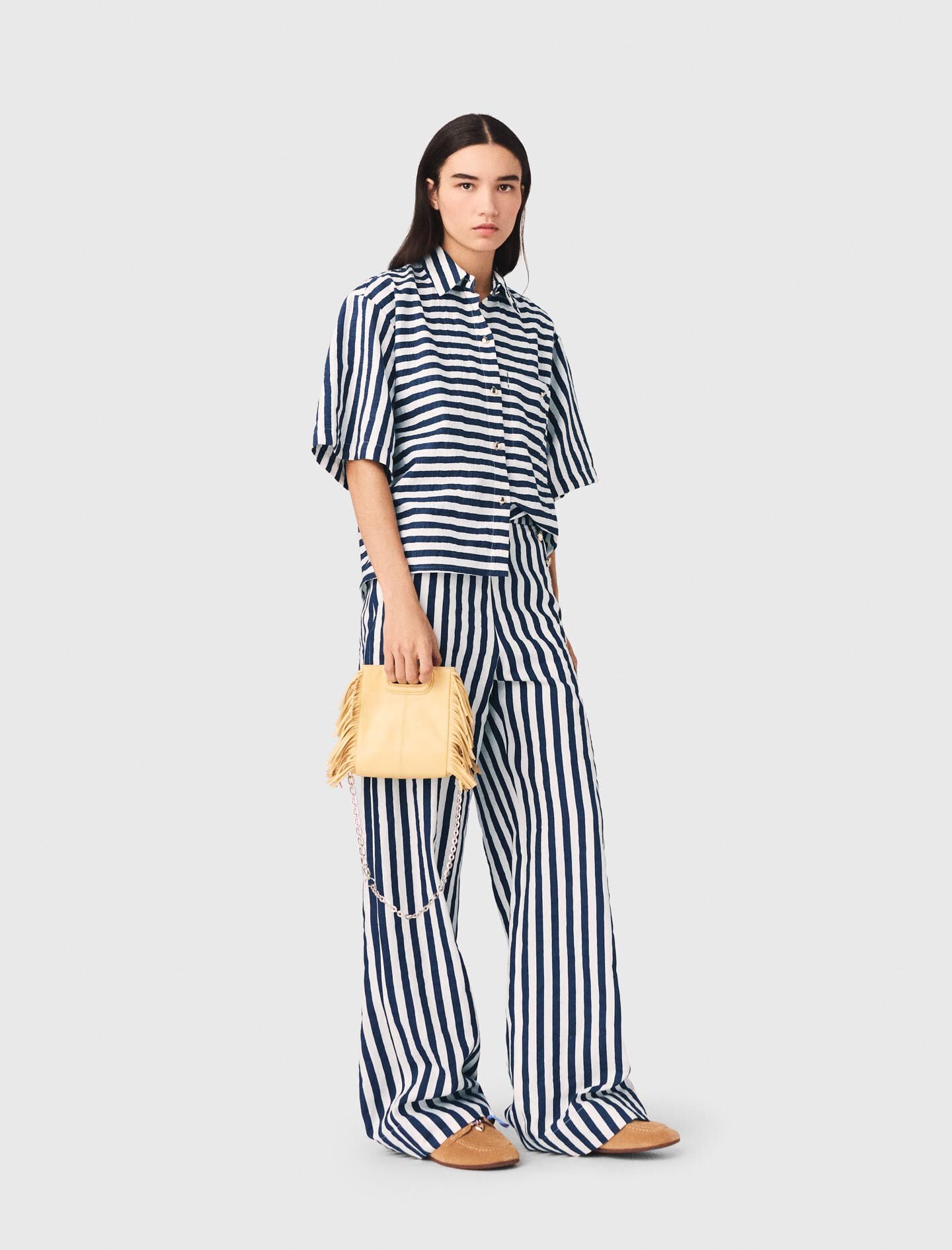 Maje New / Cropped linen-blend shirt