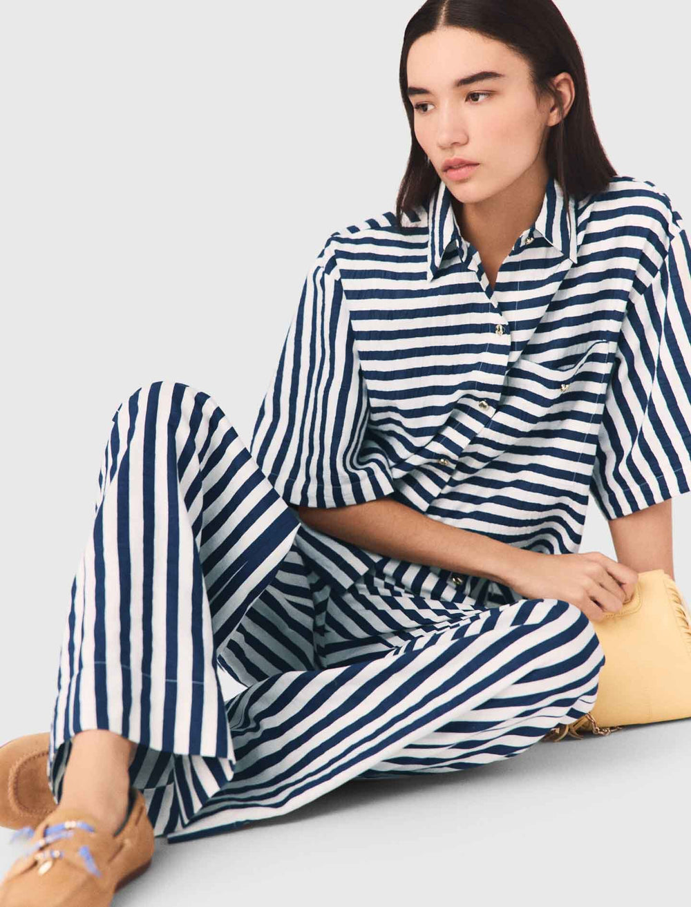 Maje New / Cropped linen-blend shirt
