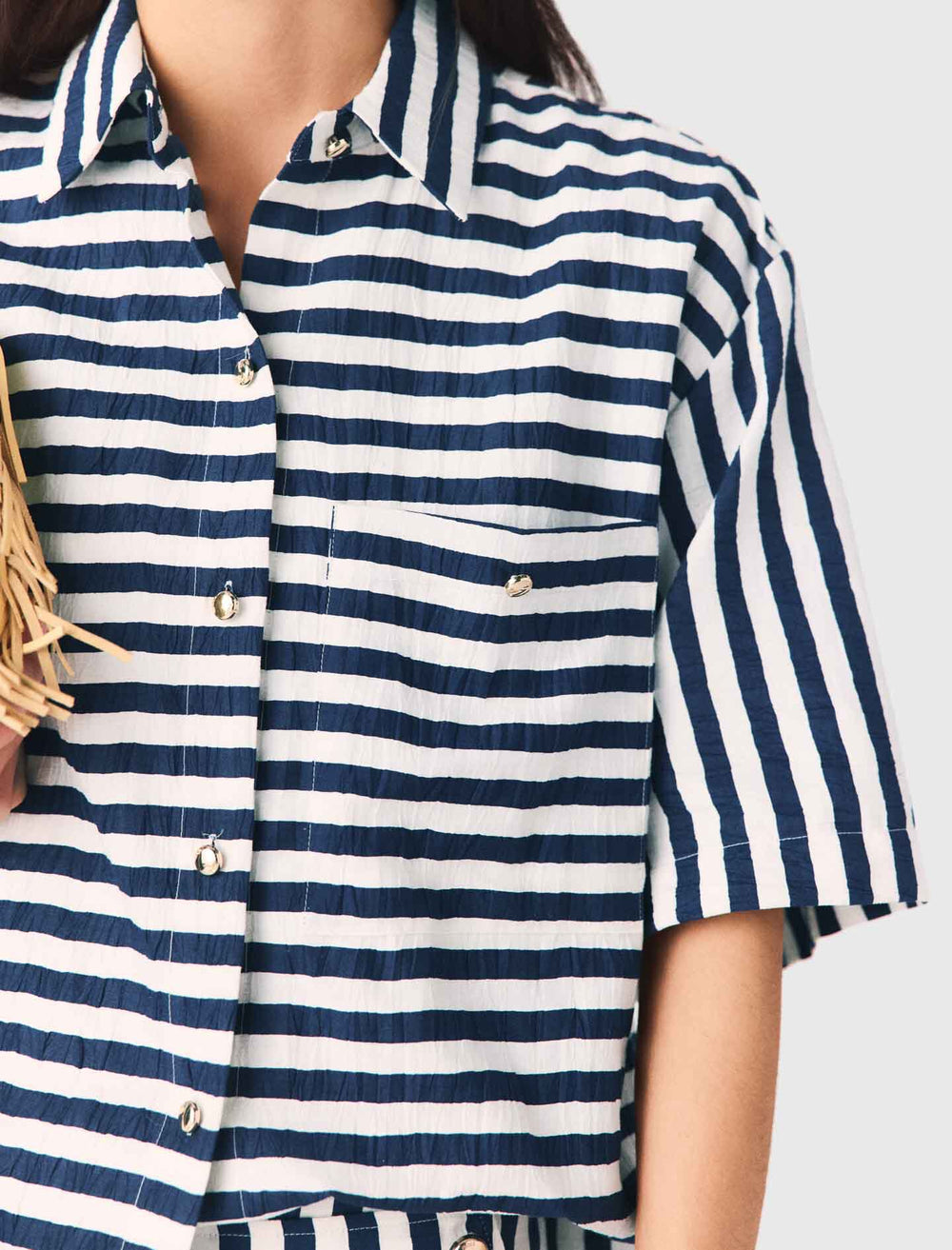 Maje New / Cropped linen-blend shirt