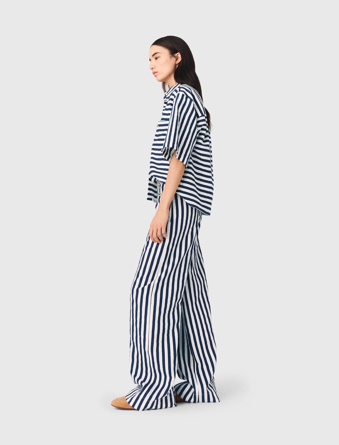 Maje New / Cropped linen-blend shirt