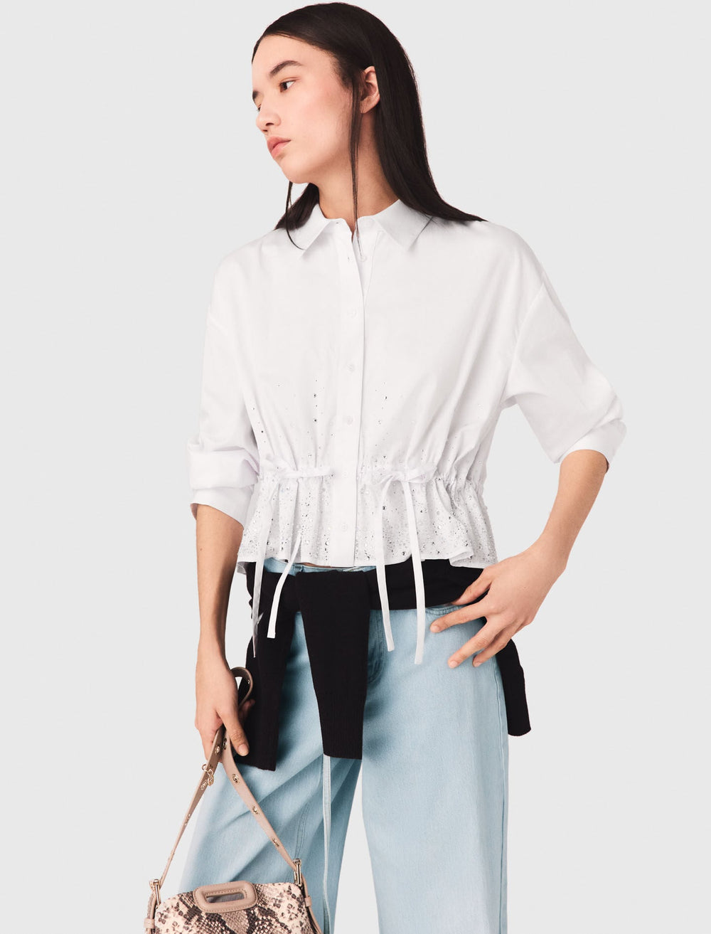 Maje Sale / Cotton shirt with rhinestones