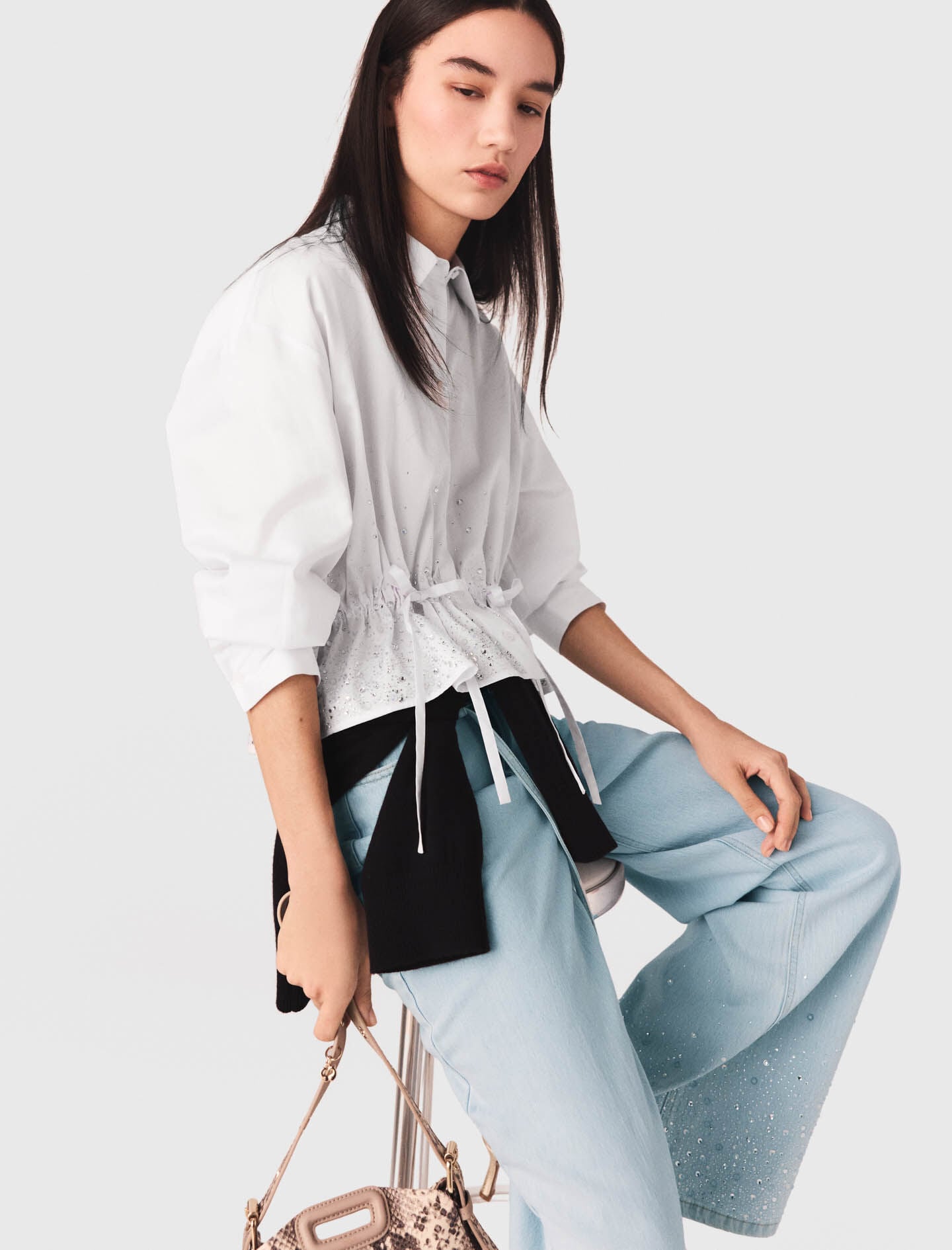 Maje Sale / Cotton shirt with rhinestones