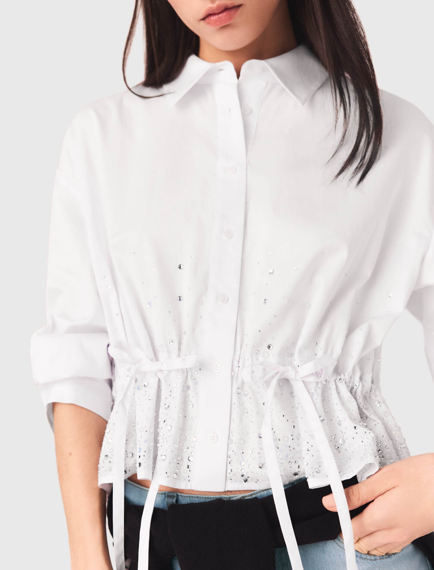 Maje Sale / Cotton shirt with rhinestones