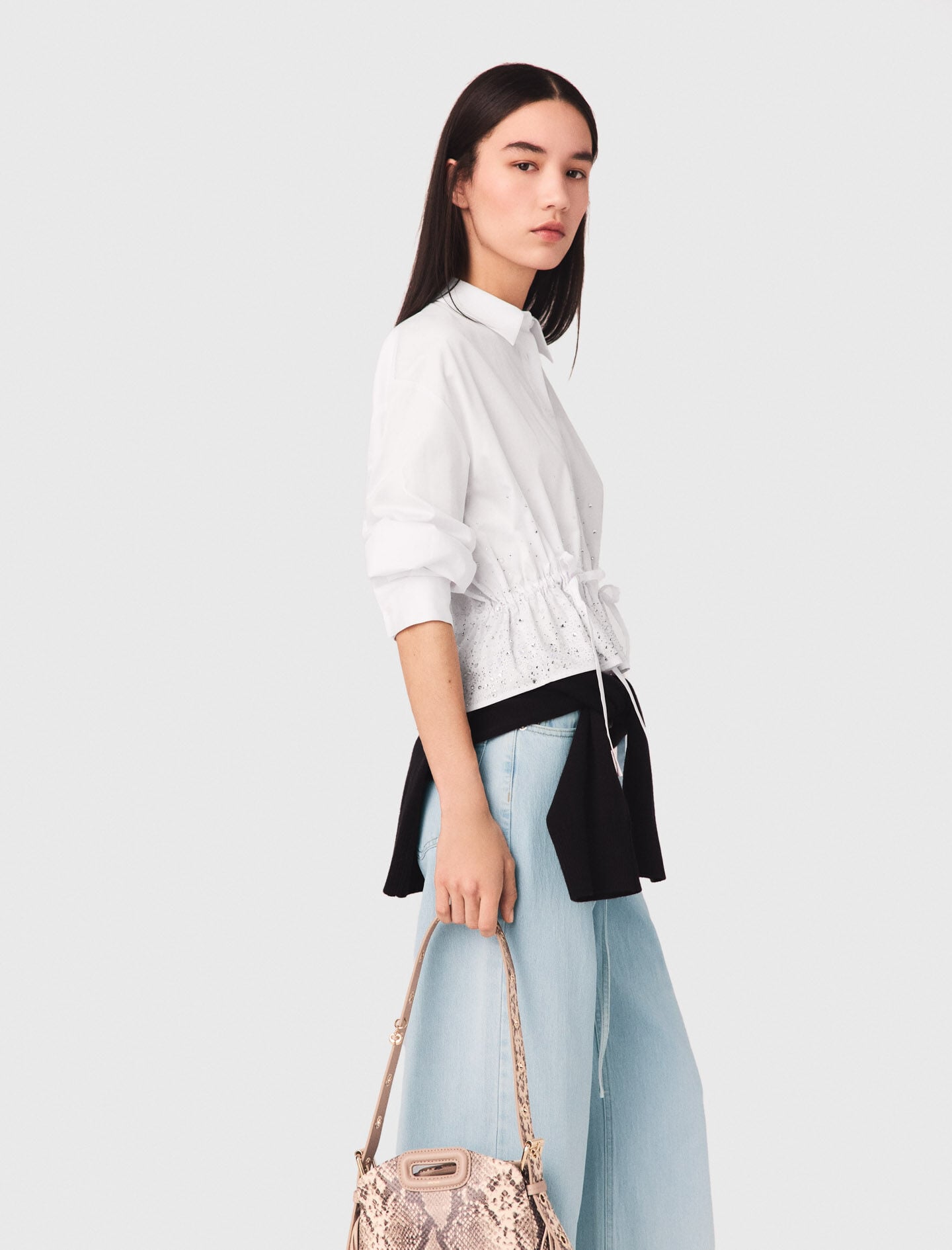 Maje Sale / Cotton shirt with rhinestones