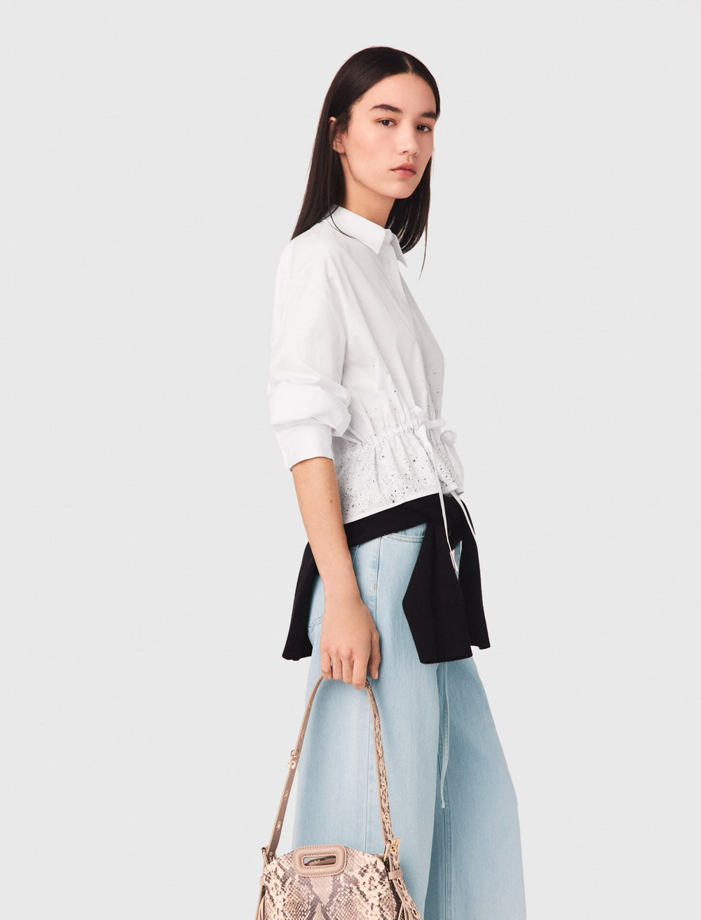 Maje Sale / Cotton shirt with rhinestones
