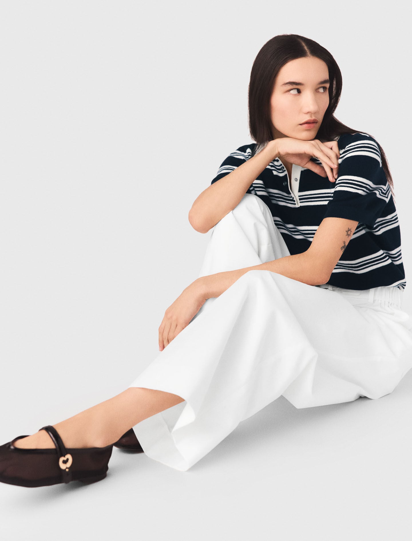 Maje On Sale / Wide-leg cotton trousers