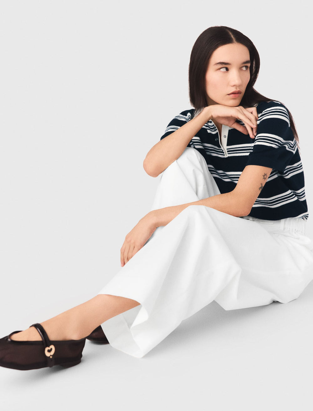 Maje On Sale / Wide-leg cotton trousers