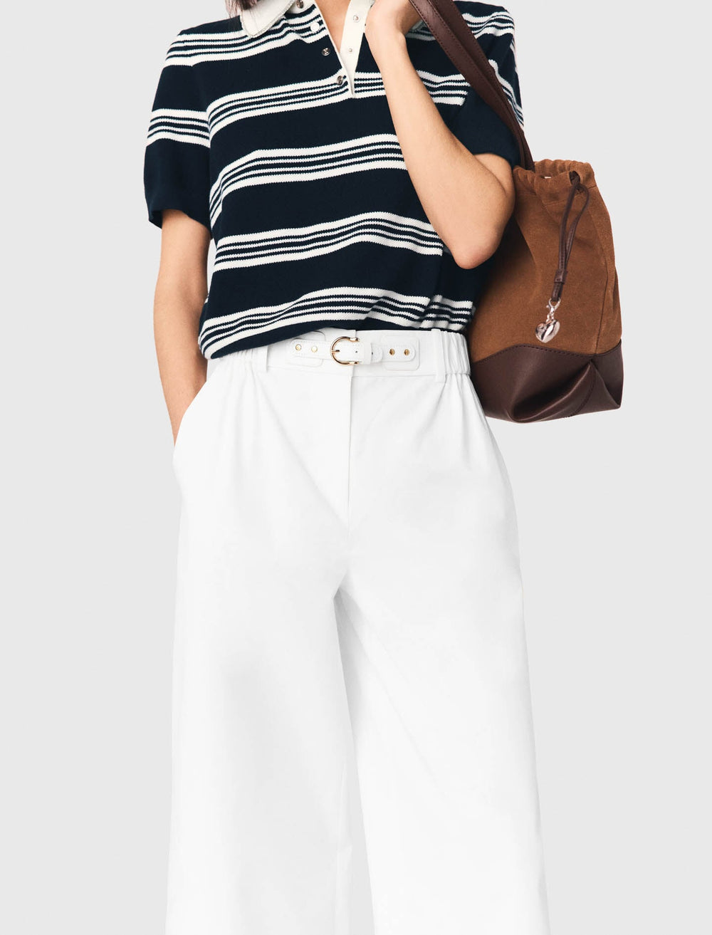 Maje On Sale / Wide-leg cotton trousers