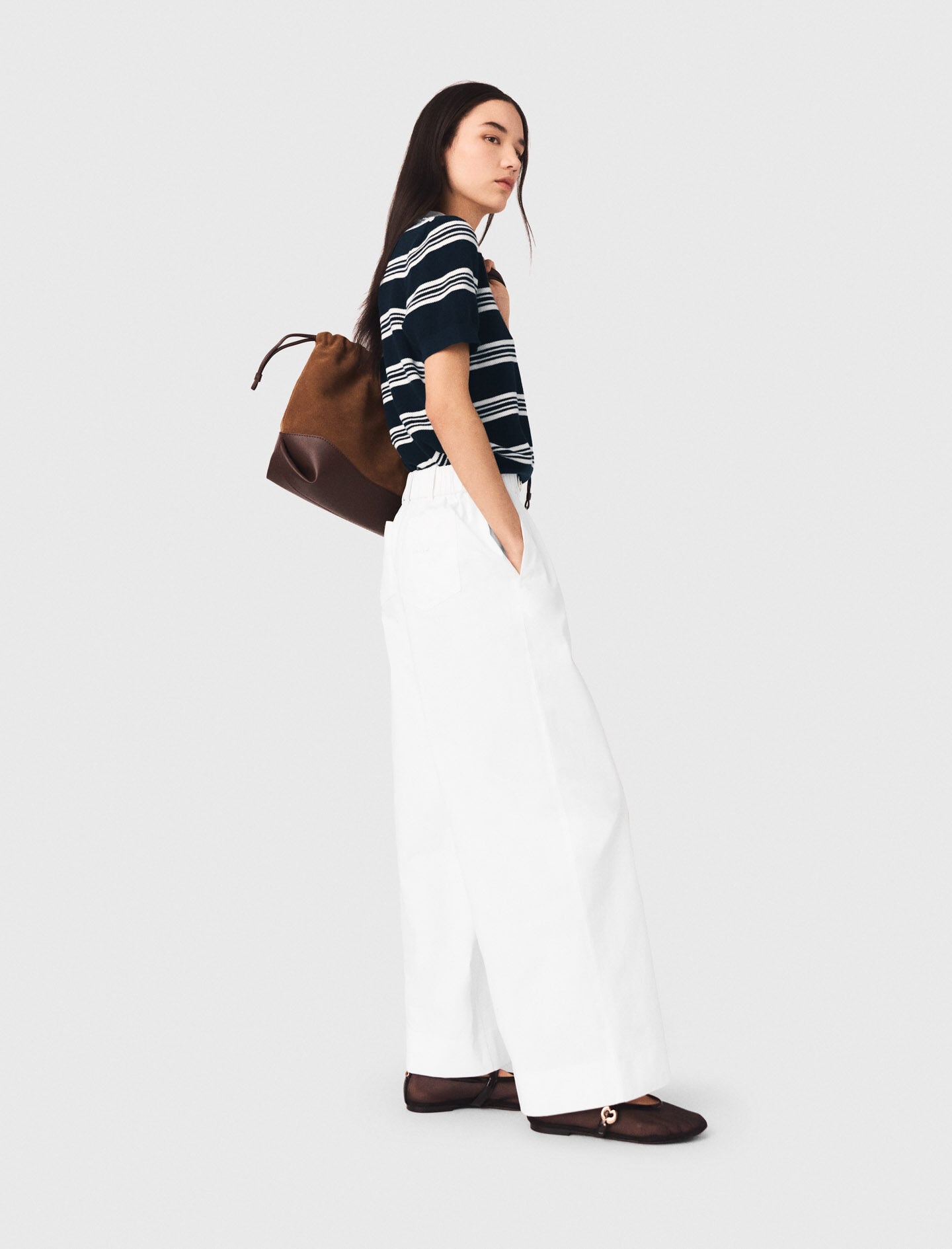 Maje On Sale / Wide-leg cotton trousers