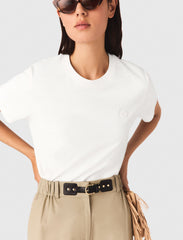 Maje Outlet / T-shirt with small embroidered logo