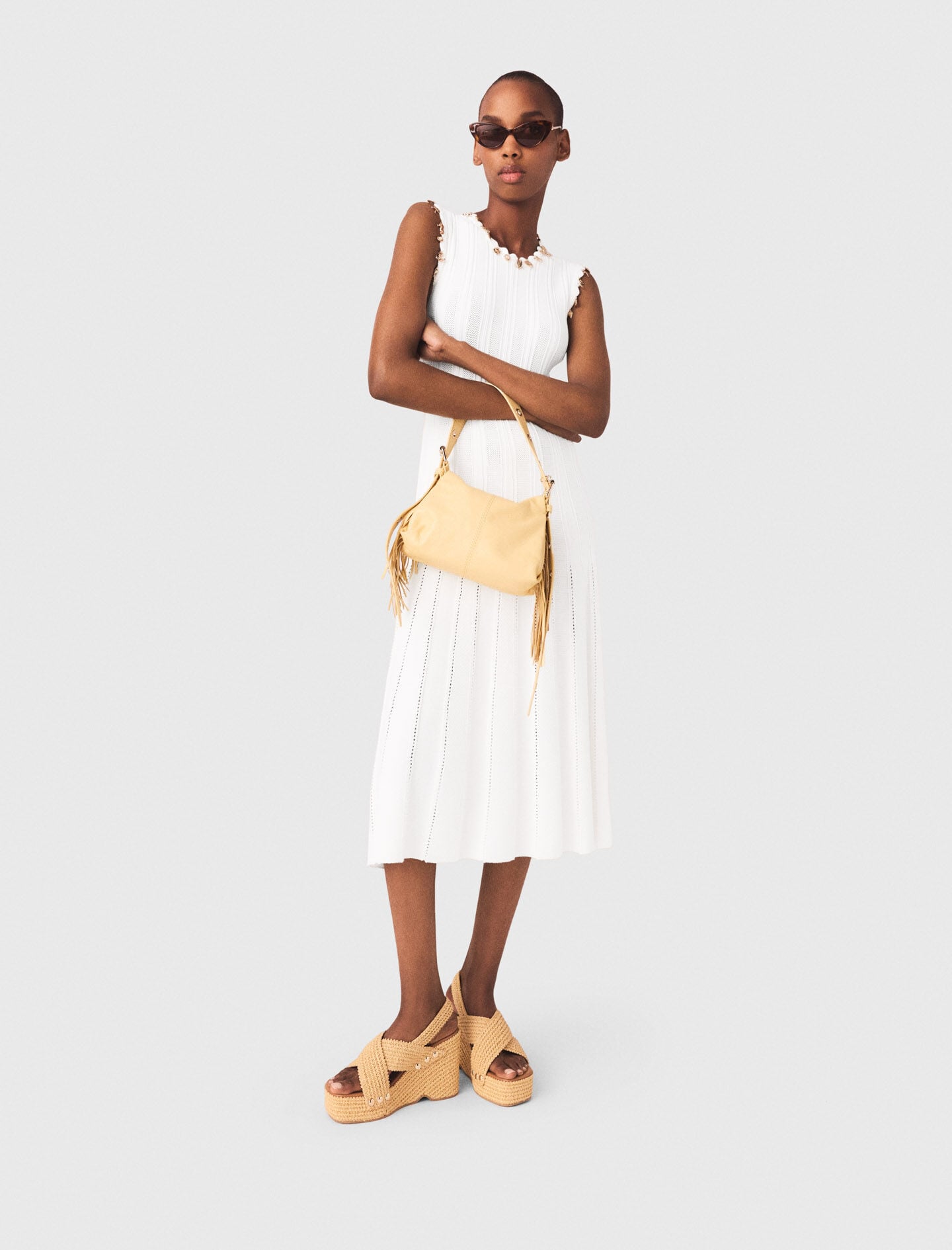 Maje Discount / Knit dress with gold jewellery