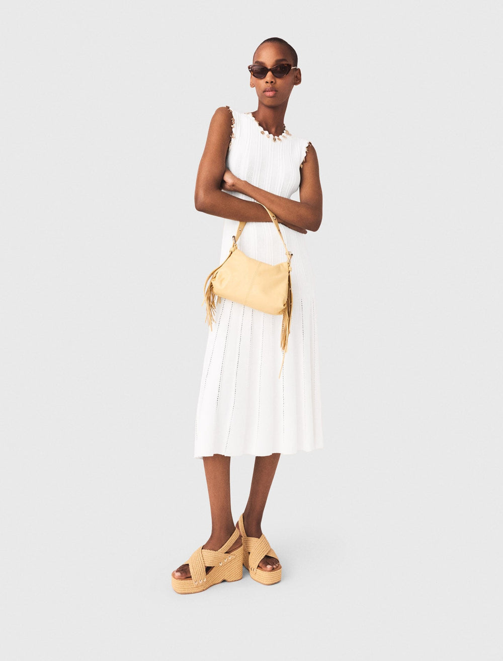 Maje Discount / Knit dress with gold jewellery