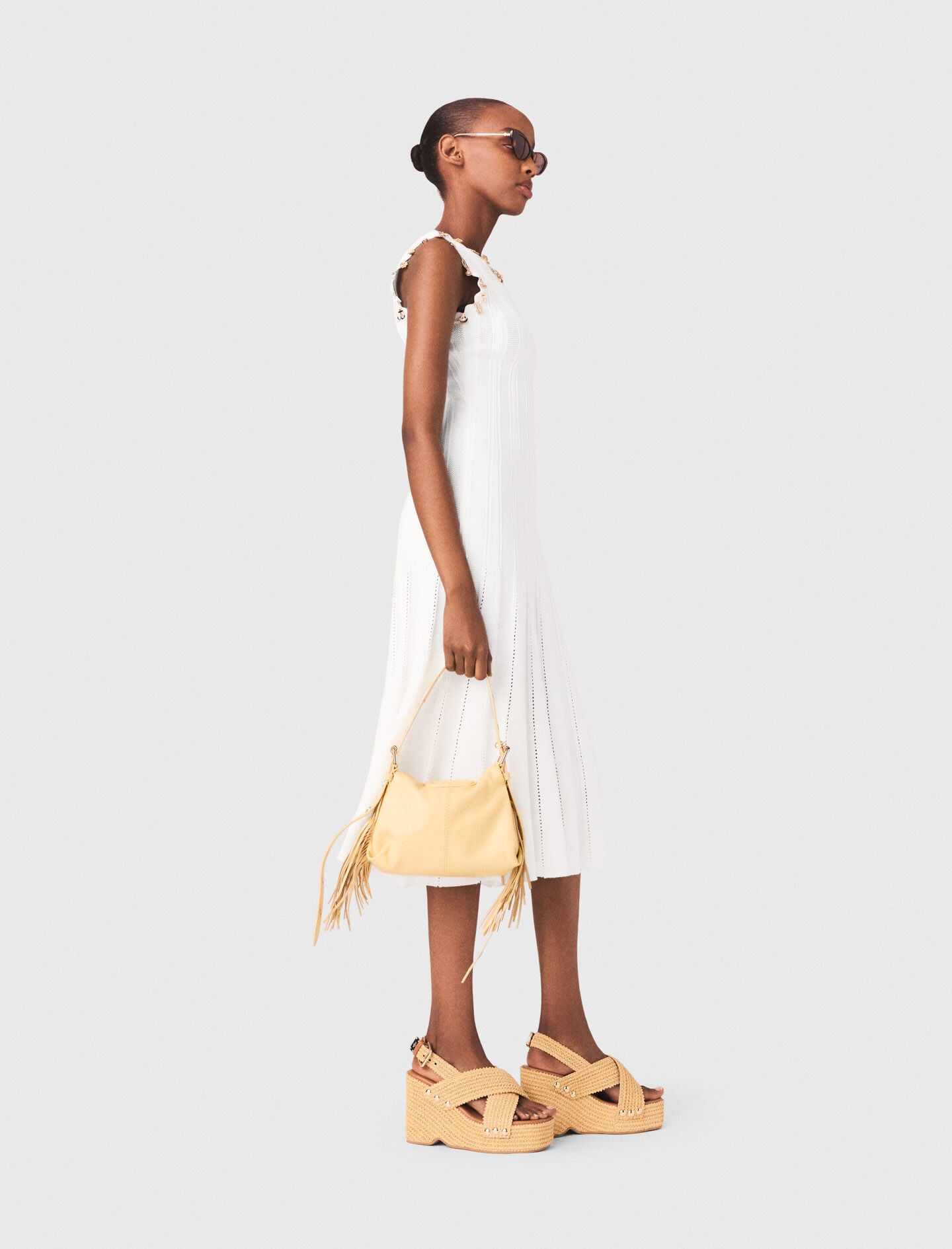 Maje Discount / Knit dress with gold jewellery